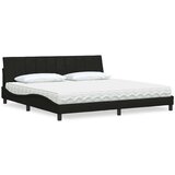  Postelja z vzmetnico črna 200x200 cm blago | Shoptok.si