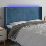 The Living Store led posteljno vzglavje temno modro 183x16x118/128 cm žamet - led vzglavje, (21418384) Cene