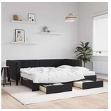 vidaXL Dnevni krevet na razvlačenje s ladicama crni 90 x 190 cm baršun | shoptok.hr