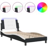 vidaXL Okvir kreveta s LED svjetlom crno-bijeli 90x200 cm umjetna koža | shoptok.hr