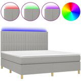 The Living Store Box spring postelja z vzmetnico LED sv. siva 180x200 cm blago - Box Spring Postelja, (21503707) | Shoptok.si