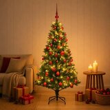  Umjetno božićno drvce s kuglicama 150 cm 150 LED lampica - 150 cm s LED-ima i crvenim lopticama | shoptok.hr
