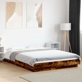  Posteljni okvir z LED lučkami dim. hrast 140x190 cm inž. les | Shoptok.si
