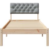  Okvir kreveta s uzglavljem Smeđa i svijetlo siva 75 x 190 cm | shoptok.hr