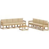 vidaXL Zunanja garnitura za sedenje z blazino 9 pcs Bela in bež, (5000272499) | Shoptok.si