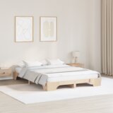 vidaXL okvir za posteljo Naravni Trden borov les 140 x 200 cm Vzdržljiv | Shoptok.si