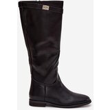 Boto Insulated Women's Boots Flat Heel with Strap and Silver Detail Black Geraline | Shoptok.si