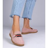 D/CEO marka niezdefiniowana Pink suede loafers with gold decoration Daliana | Shoptok.si