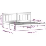  Posteljni okvir črn iz borovine 200x200 cm, (20644093) | Shoptok.si