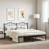 Metalni Kovinski posteljni okvir z vzglavjem črn 183x213 cm | Shoptok.si