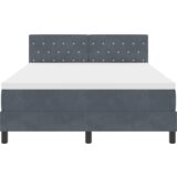 vidaXL Box Spring Krevet s Madracem i LED Osvjetljenjem Tamno Siva 140x190 cm Baršun | shoptok.hr