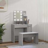  Set toaletnog stolića siva boja hrasta LED konstruirano drvo 86.5 x 35 x 136 cm | shoptok.hr