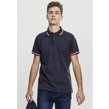 Urban Classics Men's Double Stripe Polo Shirt Navy/Blue/Flame Red | ePonuda.com