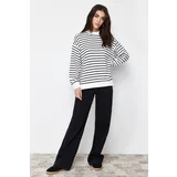 Trendyol Ecru Striped Knitted Sweatshirt