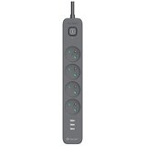Tracer Produzni kabl 5m 4 uticnice sa 3 USB porta sa prenaponskom zastitom i prekidacem grafit TRALIS47685 Cene