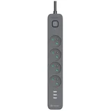 Produzni kabl 5m 4 uticnice sa 3 USB porta sa prenaponskom zastitom i prekidacem grafit TRALIS47685