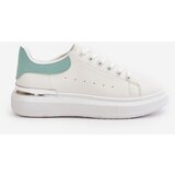 Boto Low Women's Sneakers On Platform Made Of Eco Leather White-Green Nevelena | Shoptok.si