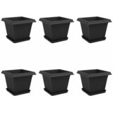 vidaXL Saksije za biljke 6 pcs Crna 33 x 33 x 26 cm Plastika - Crna 33 x 33 x 26 cm 6 Cijene