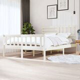  Posteljni okvir bel iz trdnega lesa 160x200 cm, (20648035) | Shoptok.si