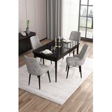 Hanah home trpezarijski set Are, sto na razvlačenje i 4 stolice, ploča u dekoru crnog mermera, siva tkanina Babyface | Eponuda.com