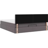 vidaXL Otomanski posteljni okvir z vzmetnico siv 160x200 cm um. usnje | Shoptok.si