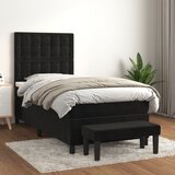vidaXL Box spring postelja z vzmetnico črn 90x190 cm žamet Cene