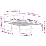  Okvir kreveta s uzglavljem voštano smeđi 135x190 cm od borovine | shoptok.hr