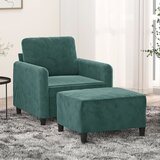  The Living Store Fotelj s stolčkom za noge temno zelen 60 cm žamet - Kavč S Stolčkom Za Noge, (21440421) Cene
