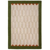 Flair Rugs Zelena/v naravni barvi ročno tkana volnena preproga 120x170 cm Apex Border Wool – Cene