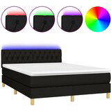 The Living Store Box spring postelja z vzmetnico LED črna 140x200 cm blago - Box Spring Postelja, (21521057) | Shoptok.si