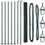 vidaXL Zelena šestkotna ograja 1,4x10 m iz jekla, stebri z osnovnimi ploščami 7 kos Ø32mm 78,5cm pocinkana jekla | Shoptok.si