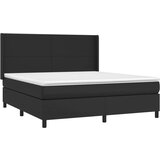  Box spring s madracem LED crni 160x200cm od umjetne kože | shoptok.hr