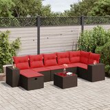  8-dijelni set vrtnih sofa s jastucima smeđi od poliratana | shoptok.hr