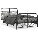 vidaXL Metalni okvir kreveta uzglavlje i podnožje crni 120x190 cm | shoptok.hr