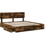  Postelja s shranjevanjem z vzglavjem Dimljeni oreh 180 x 200 cm, (5000106289) | Shoptok.si
