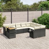 vidaXL 10-dijelni set vrtnih sofa s jastucima crni od poliratana | shoptok.hr