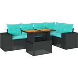 vidaXL Vrtna sedežna garnitura 6-delna z blazinami črna poli ratan | Shoptok.si