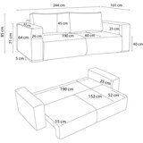 Bobochic Paris Plava sklopiva/s prostorom za odlaganje sofa od samta 244 cm Chelsea – | shoptok.hr