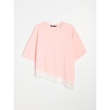 Sinsay Pamučna bluza s čipkastim obrubom i asimetričnim rubom | shoptok.hr