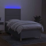  Krevet box spring s madracem LED svjetlosivi 90x200 cm tkanina | shoptok.hr