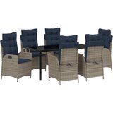  Vrtni set za objed s jastukom 7 pcs Siva i crna Ratan | shoptok.hr