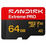 San Disk SDXC micro 64GB Extreme PRO, 200/90MB/s, UHS-I, V30, U3, A2, adapter | Shoptok.si