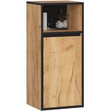 AKORD Vami Viseča Kopalniška Omarica, 1 Vrata In 1 Odprt Predel, Hrast Craft/Črna, (5000332630) | Shoptok.si