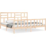 Maison Chic Posteljni Okvir - Dvoposteljna postelja z vzglavjem trden les, (22080378) | Shoptok.si