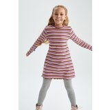 Defacto girl's Striped Long Sleeve Ribbed Camisole Dress Cene