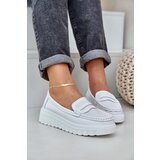 PE1 Women's Leather Moccasins On Platform And Wedge White Elanindel Cijene
