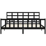  Za krevet s uzglavljem crni 200 x 200 cm od masivnog drva | shoptok.hr
