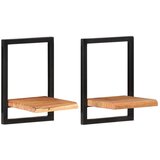 vidaXL Stenske police 2 kosa 25x25x35 cm trden akacijev les in jeklo | Shoptok.si