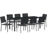  Vrtni set za objed 9 pcs Crna PE ratan | shoptok.hr