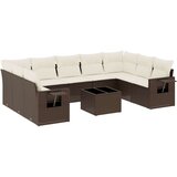 vidaXL 10-dijelni set vrtnih sofa od poliratana s jastucima smeđi | shoptok.hr